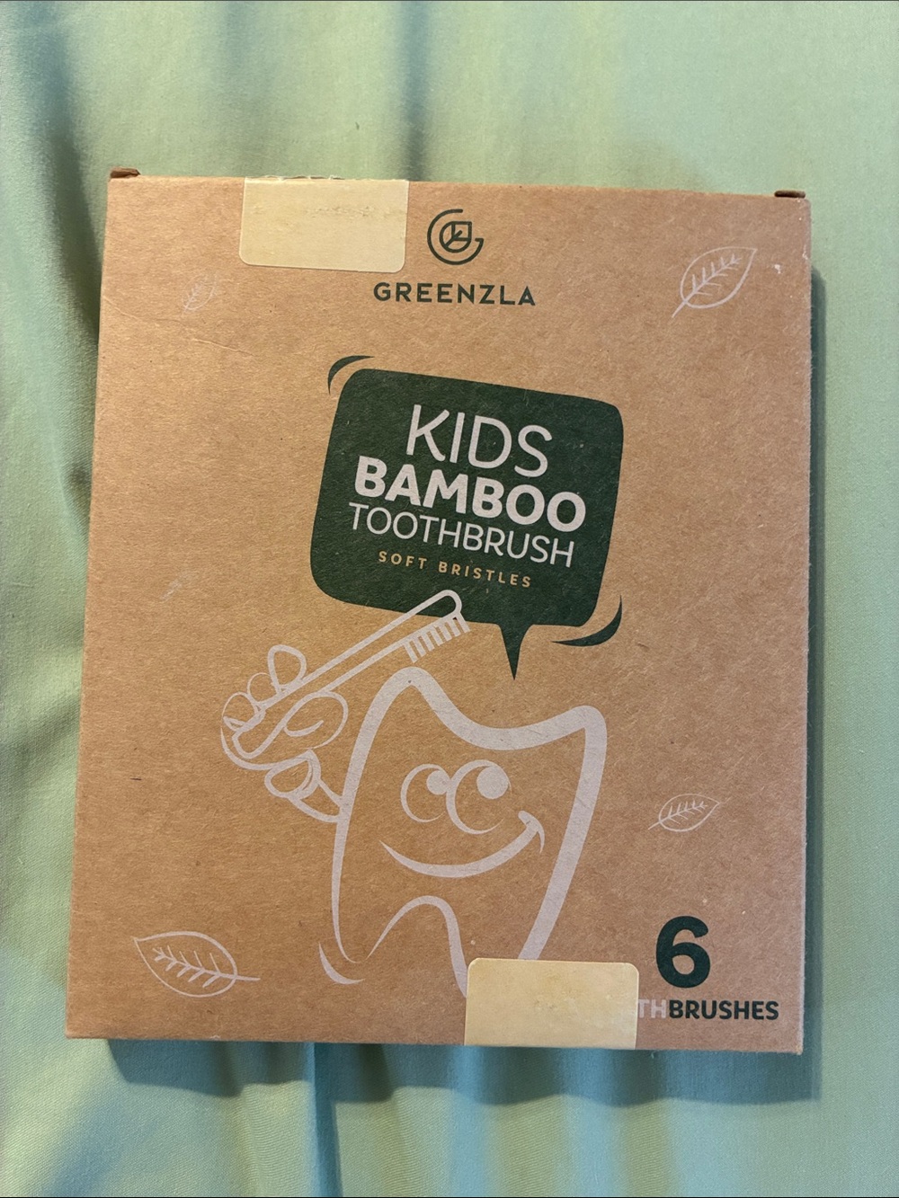 Greenzla Set of 6 Kids Bamboo Toothbrushes